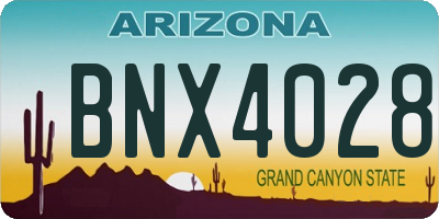 AZ license plate BNX4028