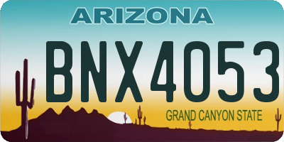 AZ license plate BNX4053