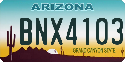 AZ license plate BNX4103
