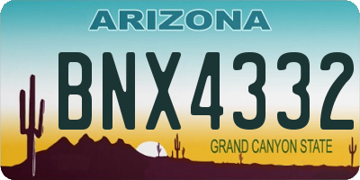 AZ license plate BNX4332