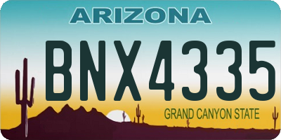 AZ license plate BNX4335