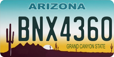AZ license plate BNX4360