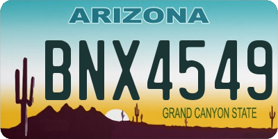 AZ license plate BNX4549