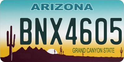 AZ license plate BNX4605
