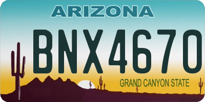 AZ license plate BNX4670