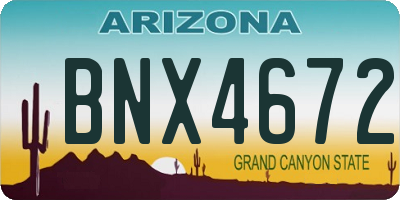 AZ license plate BNX4672