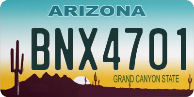AZ license plate BNX4701