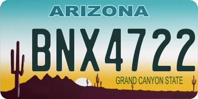 AZ license plate BNX4722