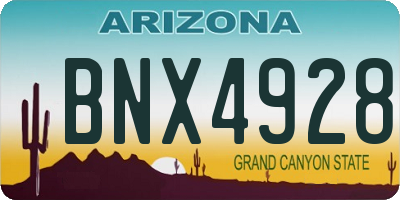 AZ license plate BNX4928