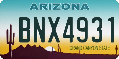 AZ license plate BNX4931