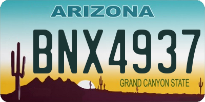 AZ license plate BNX4937
