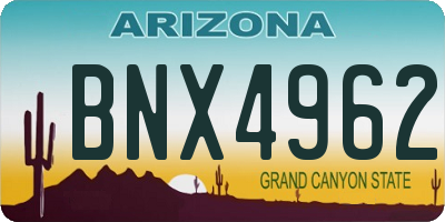 AZ license plate BNX4962