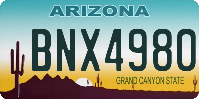 AZ license plate BNX4980