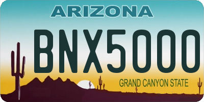 AZ license plate BNX5000