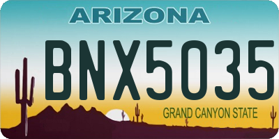 AZ license plate BNX5035