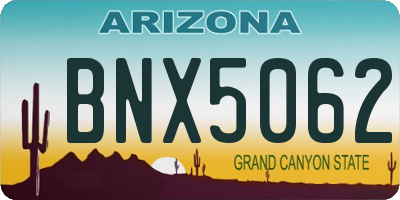 AZ license plate BNX5062
