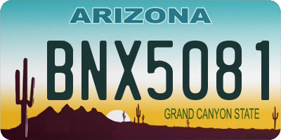 AZ license plate BNX5081
