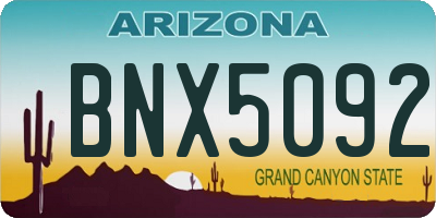 AZ license plate BNX5092