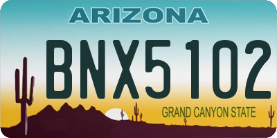 AZ license plate BNX5102