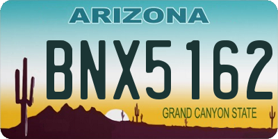 AZ license plate BNX5162