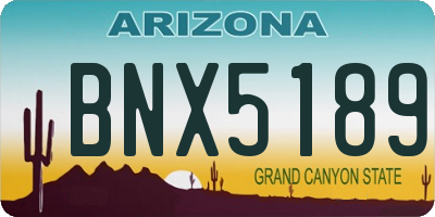 AZ license plate BNX5189