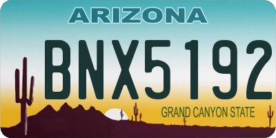 AZ license plate BNX5192