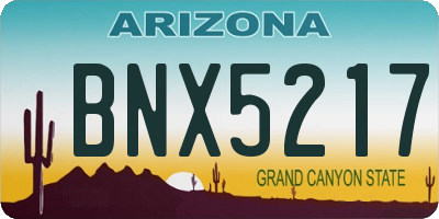AZ license plate BNX5217