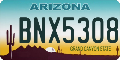 AZ license plate BNX5308