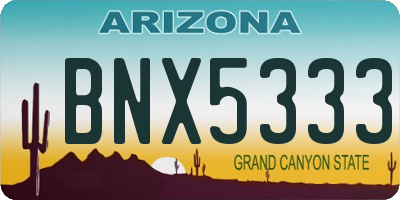 AZ license plate BNX5333
