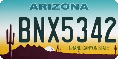 AZ license plate BNX5342