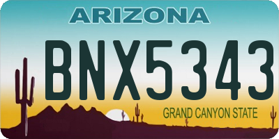 AZ license plate BNX5343