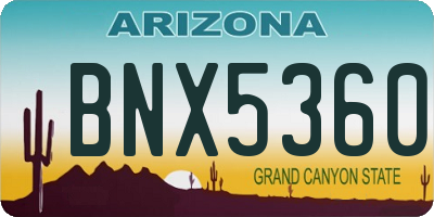 AZ license plate BNX5360