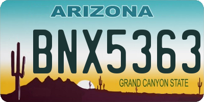 AZ license plate BNX5363