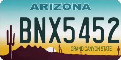 AZ license plate BNX5452
