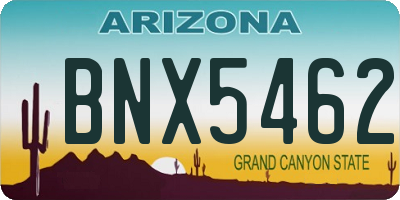 AZ license plate BNX5462