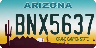 AZ license plate BNX5637