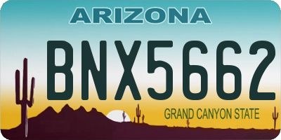 AZ license plate BNX5662
