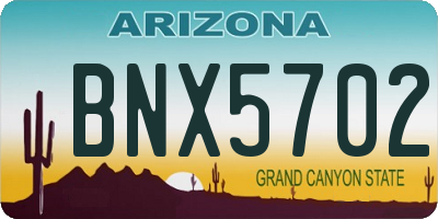AZ license plate BNX5702