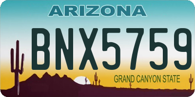 AZ license plate BNX5759
