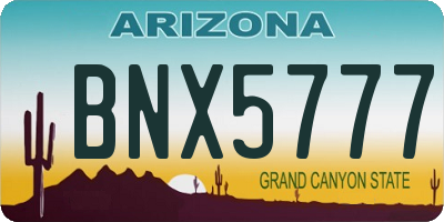 AZ license plate BNX5777