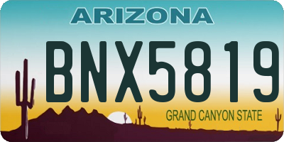AZ license plate BNX5819