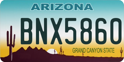 AZ license plate BNX5860