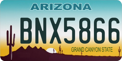 AZ license plate BNX5866