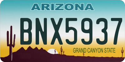 AZ license plate BNX5937
