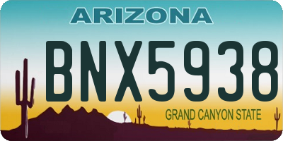 AZ license plate BNX5938