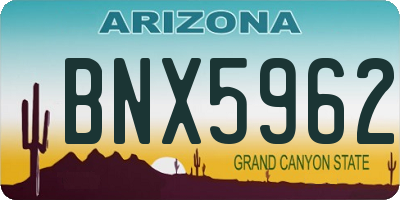 AZ license plate BNX5962