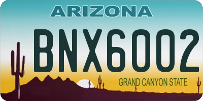 AZ license plate BNX6002