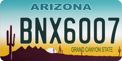 AZ license plate BNX6007