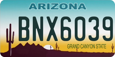 AZ license plate BNX6039