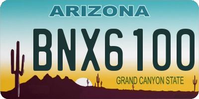 AZ license plate BNX6100